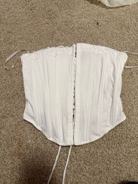 Windsor White Lace-Trim Corset Bandeau